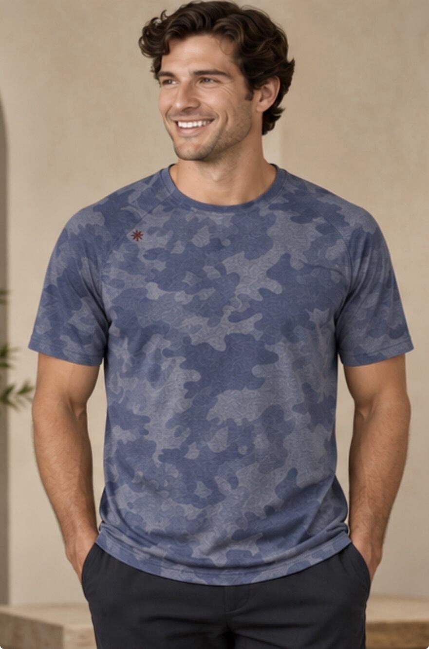Rhone Camo Performance T-Shirt Men’s XL Blue Short Sleeve Athletic Training